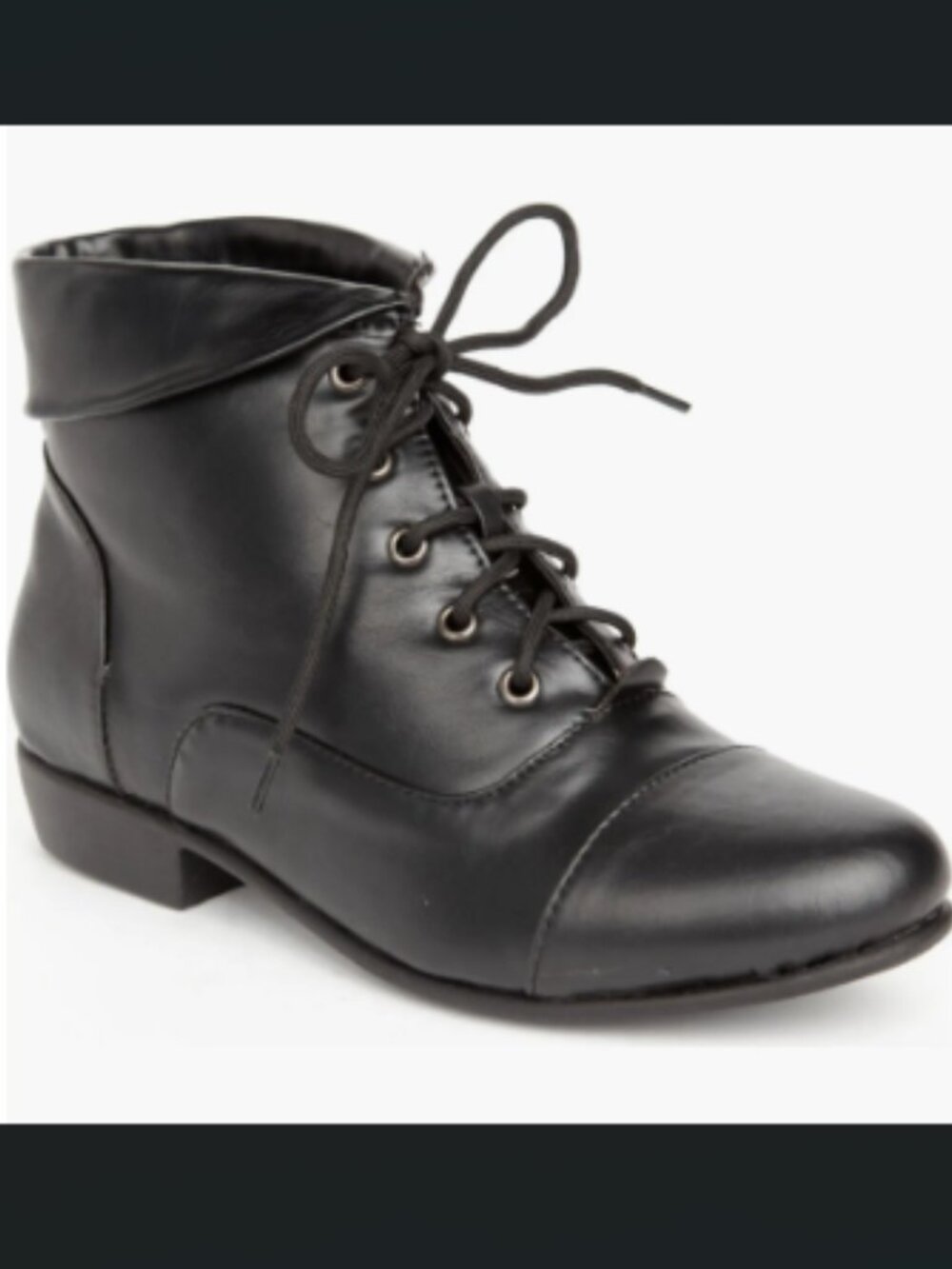 Black Lace Up Ankle Boots Short Darcy Bootie Cuffed Wide Width Plus Size 9.5